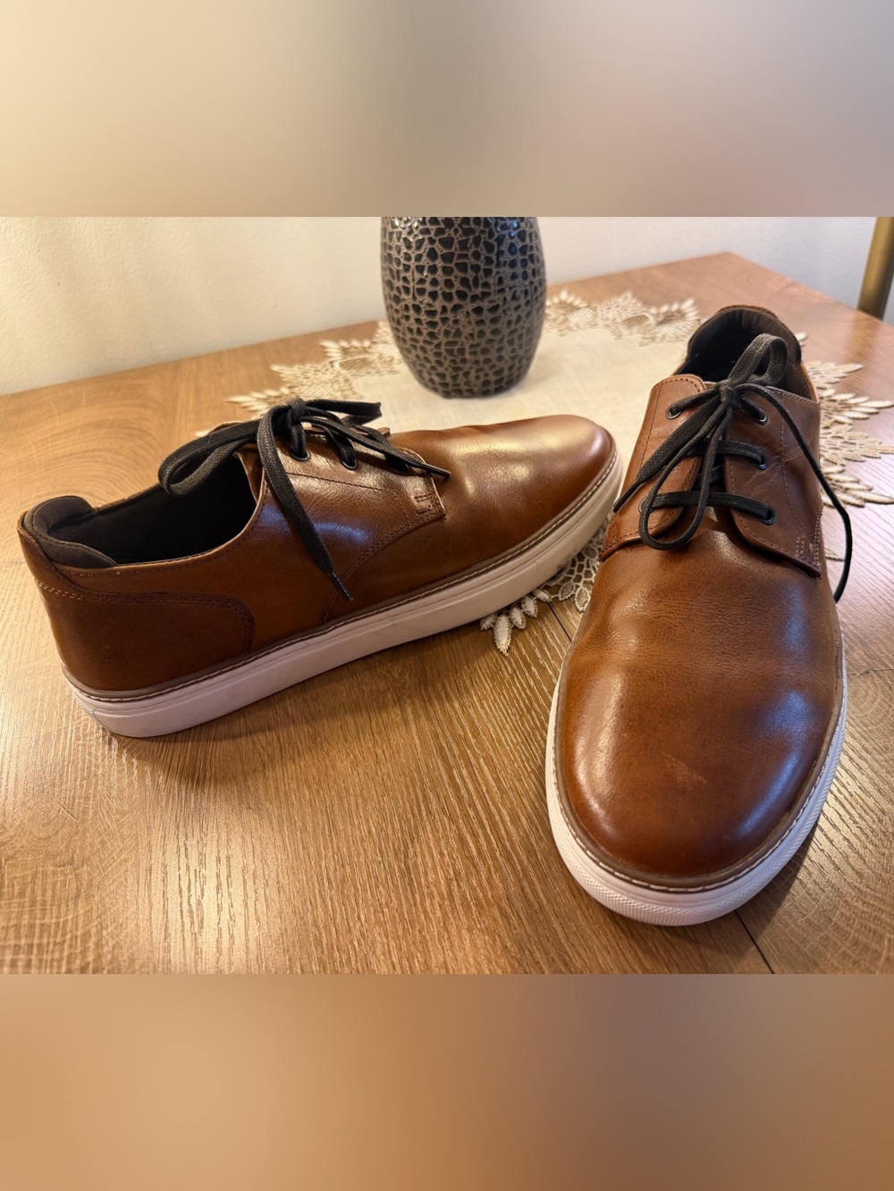 Men’s Franco Fortini Brown Leather Cognac Athletic Style Oxfords size 11.5M md i